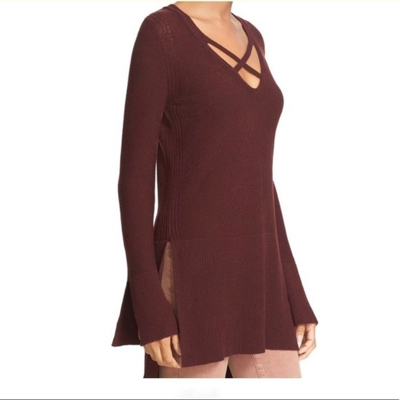 Free People Crisscross Long-Sleeve Tunic Sweater size S - Picture 1 of 11